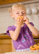 little girl with peach