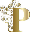 Vektor: Großbuchstabe P gold Großbuchstabe P gold
