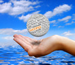 Ball in Hand with Ocean Background - Success Ball in Hand with Ocean Background - Success