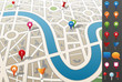 City map with GPS Icons.