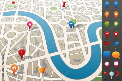 Vector: City map with GPS Icons. City map with GPS Icons.