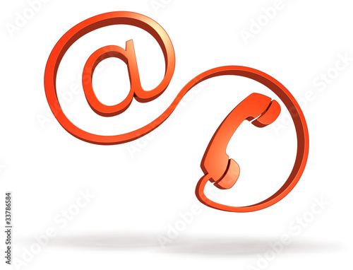 Illustration: E-Mail- und Telefonkontakt, rot E-Mail- und Telefonkontakt, rot