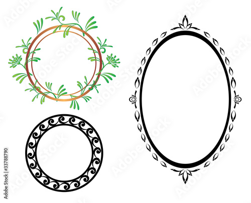 set - vector oval and round frames