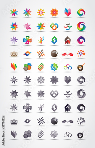 Vector: Colorful and grayscale vector design elements collection Colorful and grayscale vector design elements collection