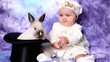 child,  kid,  girl, focuses, magic, magic, hat, rabbit, circus