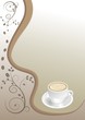 Hintergrund mit Kaffeetasse und Ornament