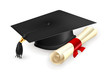 Graduation cap and diploma