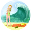 Girl on the beach illustration