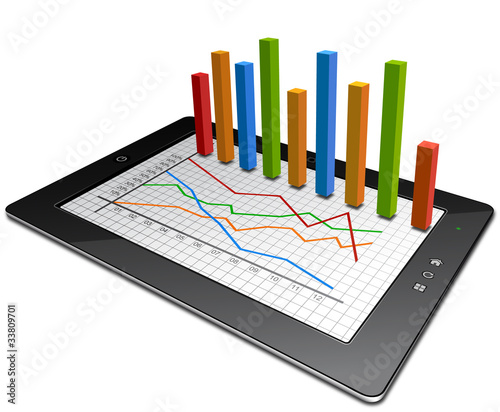 Vector: tablet bar graph tablet bar graph