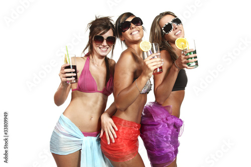 Foto: three girl on white background three girl on white background