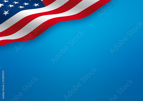Illustration: USA - flag on blue background USA - flag on blue background