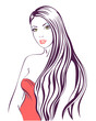 Beautiful fashion woman in red dress vector illustration