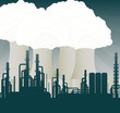 Nuclear power station cooling towers illustration