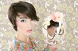 retro woman mirror fashion portrait tacky