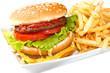 hamburger with chips