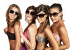 portrait. four girls on white background