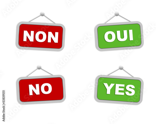 Illustration: panneaux oui, non, yes, no panneaux oui, non, yes, no