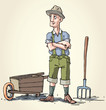 The farmer and his wheelbarrow.