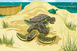 Vector: Sea turtles on the beach Sea turtles on the beach