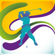 Vector: Modish background with golf player. Modish background with golf player.