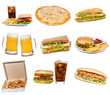 Set with fast food products Set with fast food products