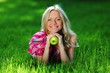 blonde on green grass