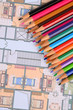 House plan and color pencils House plan and color pencils