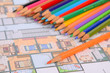 House plan and color pencils House plan and color pencils