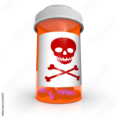 Illustration: Poison Skull and Crossbones Symbol on Medicine Bottle Poison Skull and Crossbones Symbol on Medicine Bottle