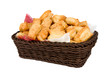 Bread muffins in a wooden brown cart