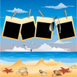 Summer beach background with photo frame, vector Summer beach background with photo frame, vector