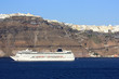 cruise ship docked in santorini island