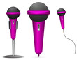 set of pink microphone isolated on white background