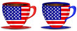 set of usa coffee cups isolated on white background