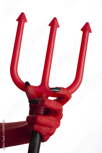 Photo: Devil's trident, white background. Devil's trident, white background.