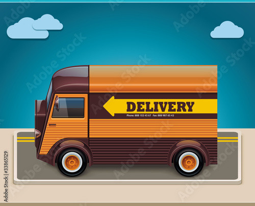 Vector: Vector retro delivery van XXL icon Vector retro delivery van XXL icon