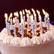 Birthday cake with burning candles