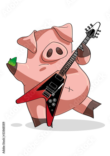Vector: Maiale rock and roll Maiale rock and roll