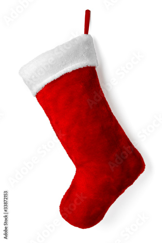 Photo: Santa's red stocking isolated on white background for Christmas Santa's red stocking isolated on white background for Christmas