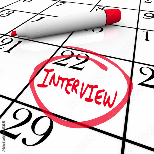 Illustration: Interview Day Circled on Calendar - Meet New Employer Interview Day Circled on Calendar - Meet New Employer