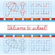 Welcome to school card with red ribbon, vector