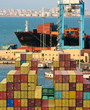 Containership unloads cargo containers Containership unloads cargo containers