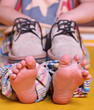 Barefooted legs of the child