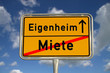 Deutsches Ortsschild mit Beschriftung  Miete Eigenheim