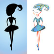 A delicate dancing ballerina cartoon girl card