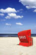 2012 roter Strandkorb Himmel Meer 2012 roter Strandkorb Himmel Meer