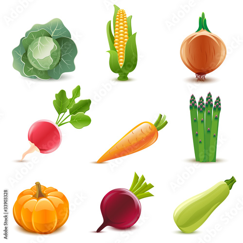 Vector: Glossy vegetable set Glossy vegetable set