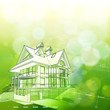 House design, plans & green bokeh background