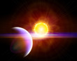 Sun and Earth in the depths of space Sun and Earth in the depths of space
