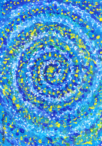 Illustration: Art picture. Blue and yellow spiral Art picture. Blue and yellow spiral